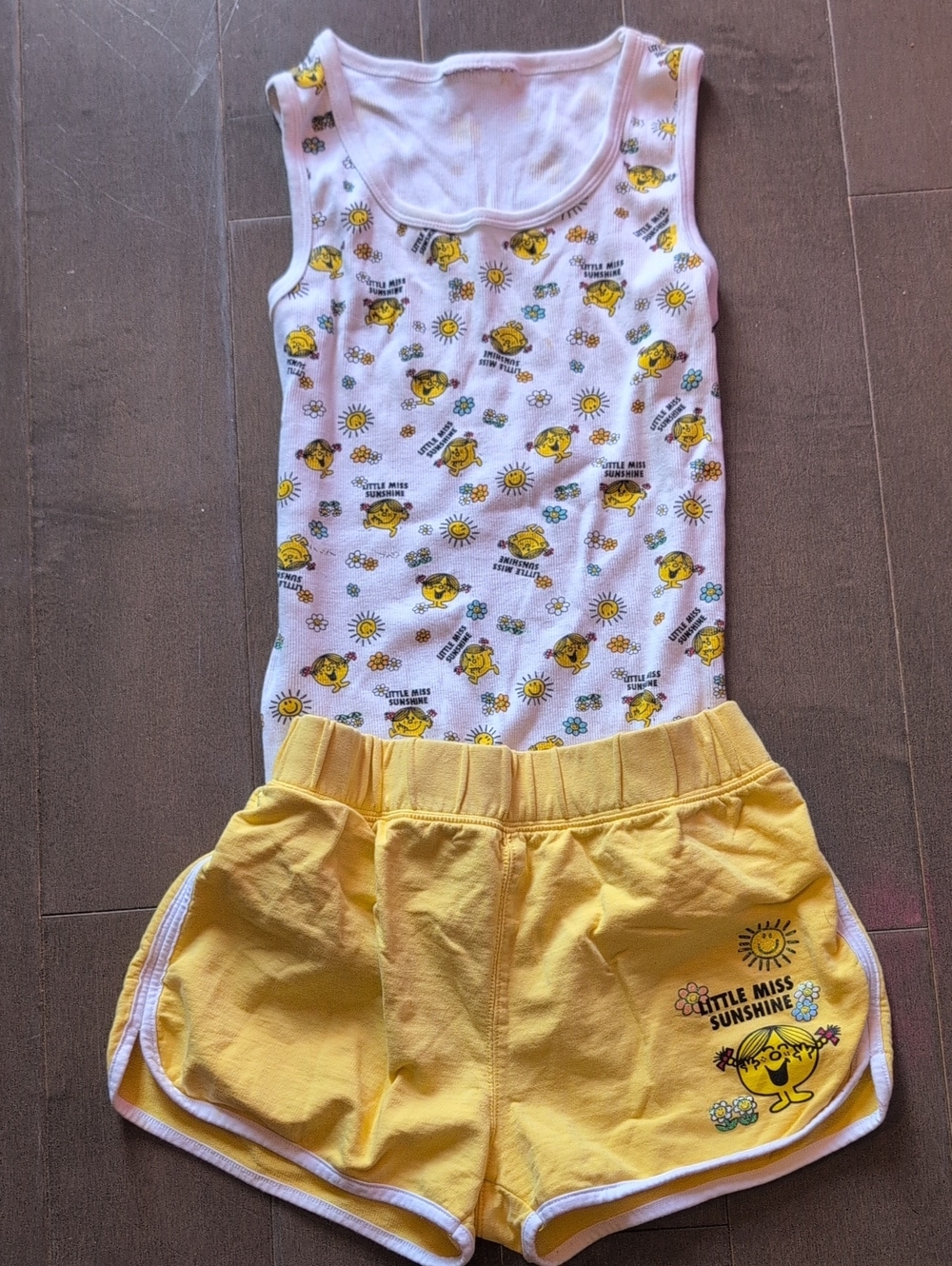 H&M/ Little Miss Sunshine White & Yellow Tank Top & Shorts Set